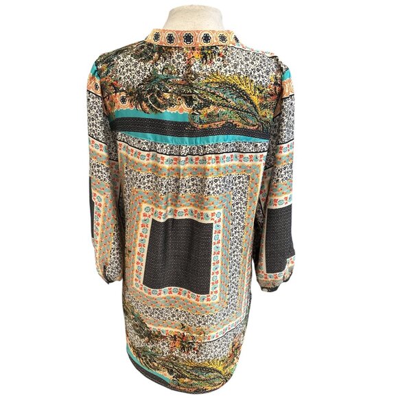 Figueroa & Flower Womens Multicolor Button-Up Tunic Shirt Size L Lightweight Pol - Picture 3 of 8